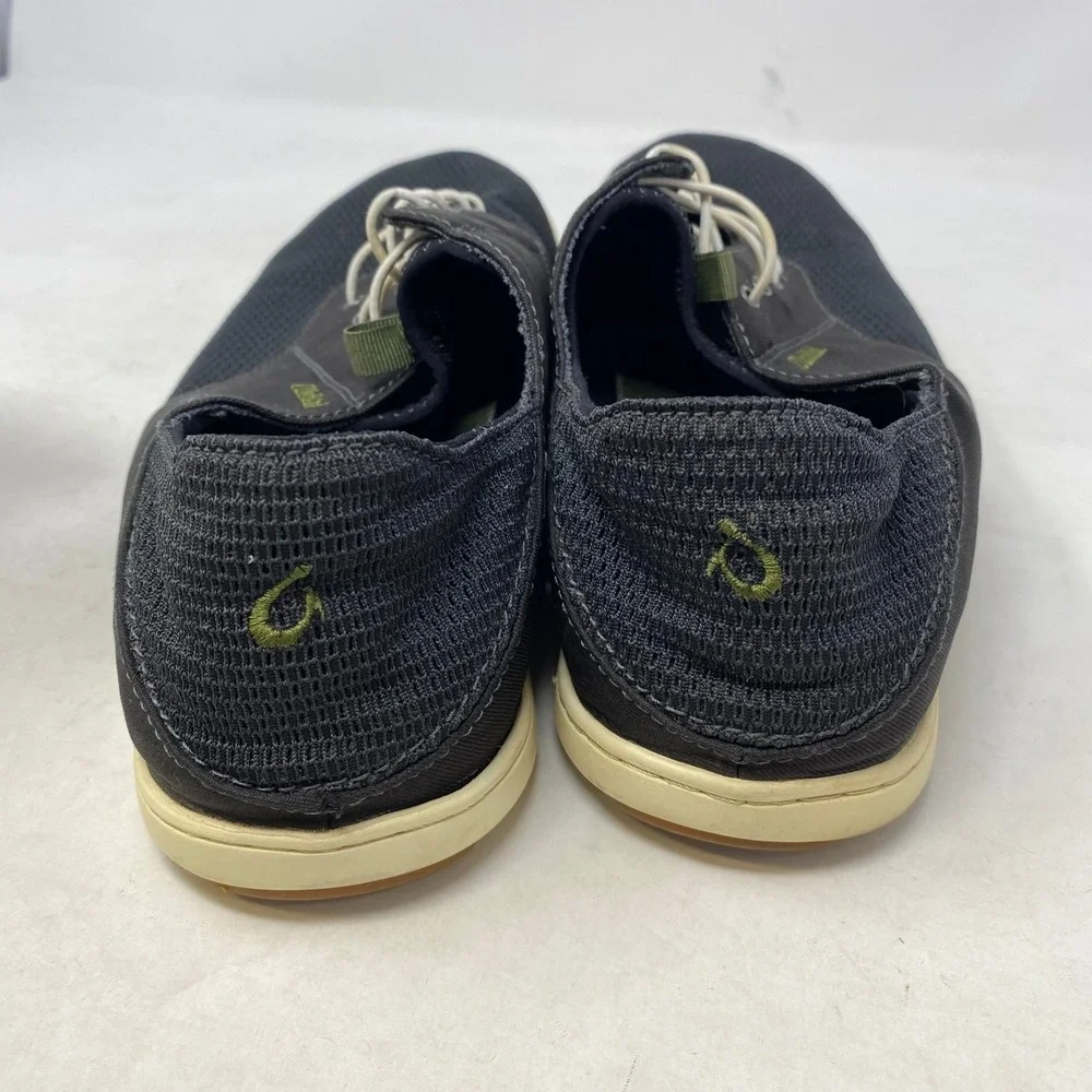OluKai Nohea Moku Mens 10 Black Mesh Boat Shoes Sneakers 10283-4040